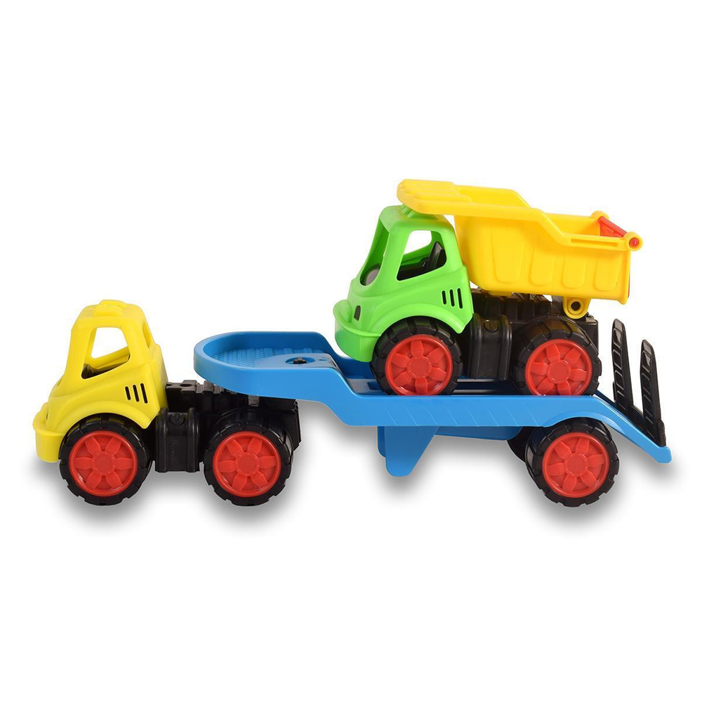 Пластмассовая игрушечная машина Toy Bibib "Эвакуатор с грузовиком" (35*12*18 см), сетка