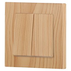 Выключатель Intro Accent 6-104-11 двойной, 10А-250В, IP20, СУ, AL/CU, сосна