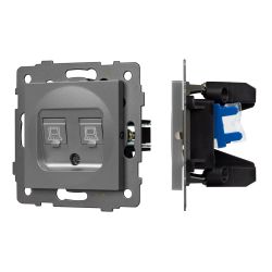 Механизм компьютерной розетки двойной SCT-MPC2-PL-GR-V (RJ-45, CAT6) (Arlight, -) 049851