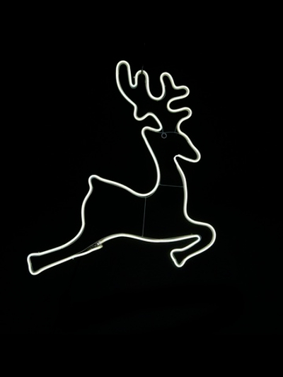 Олень Фигура из гибкого неона 55х55 см. Белый