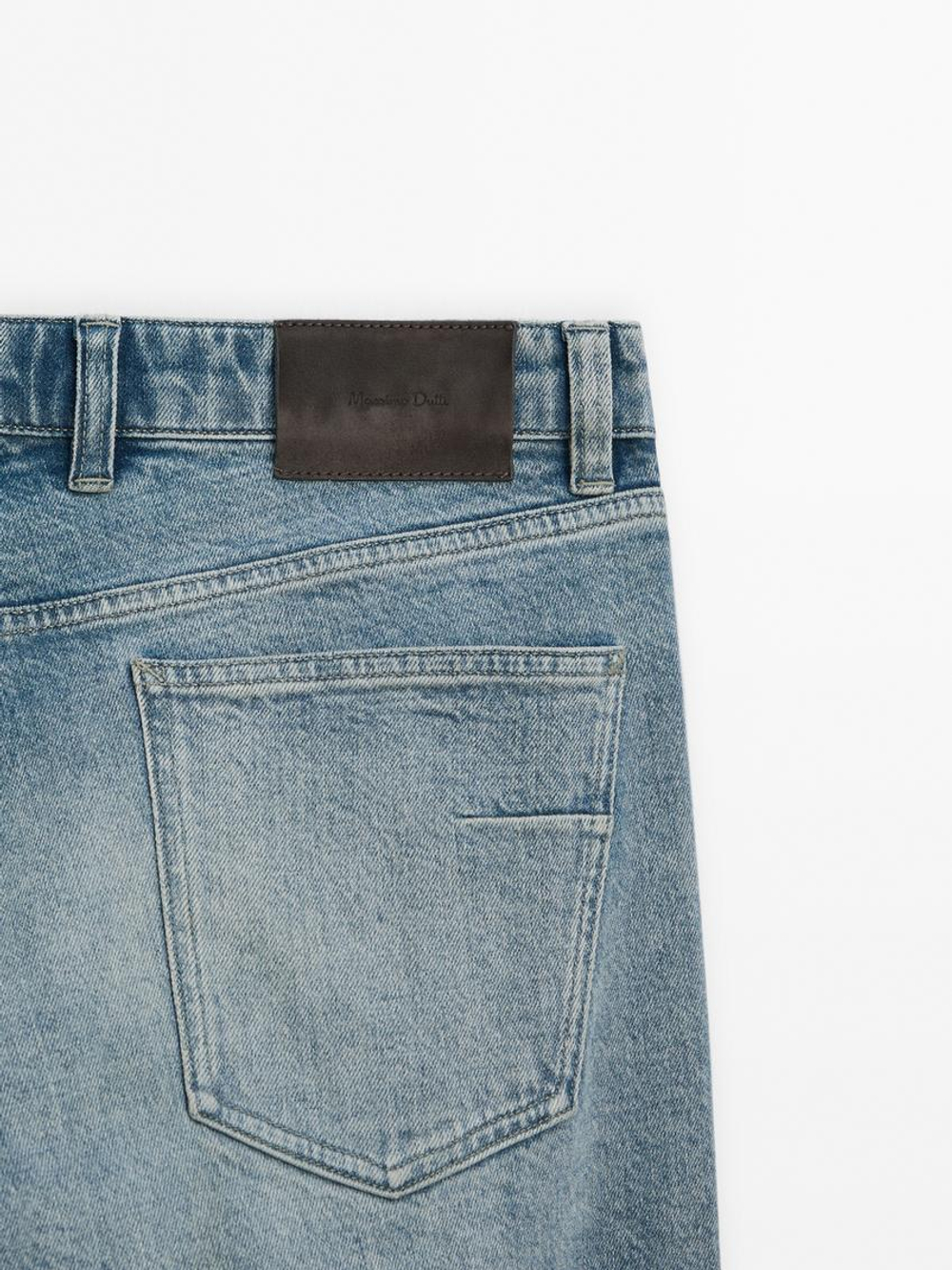 Massimo Dutti Зауженные джинсы с эффектом потертости, индиго