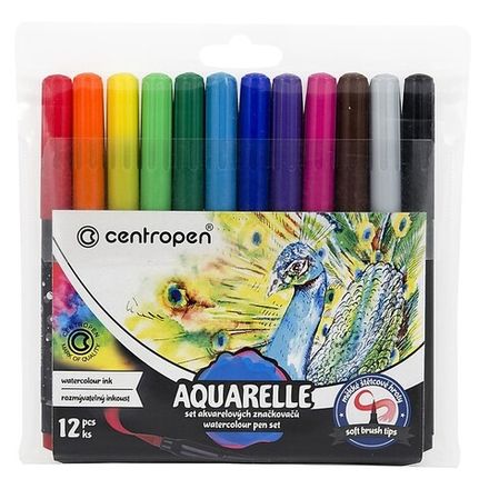 Набор маркеров-кисть акварельных 12цв, Centropen Aquarelle 8683