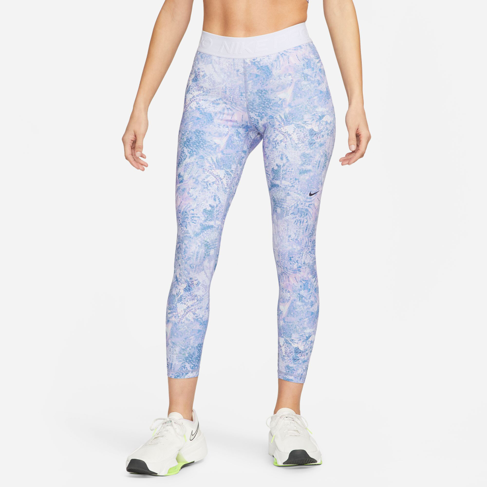 Женские теннисные брюки Nike Dri-Fit Performance Mid Rise All Over Print Tight Women - Lilac, Multicoloured