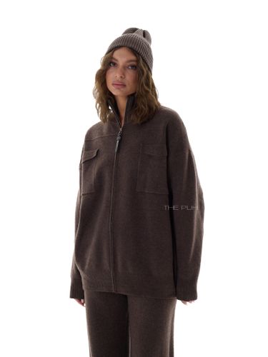 Трикотажный костюм с карманами шоколадного цвета