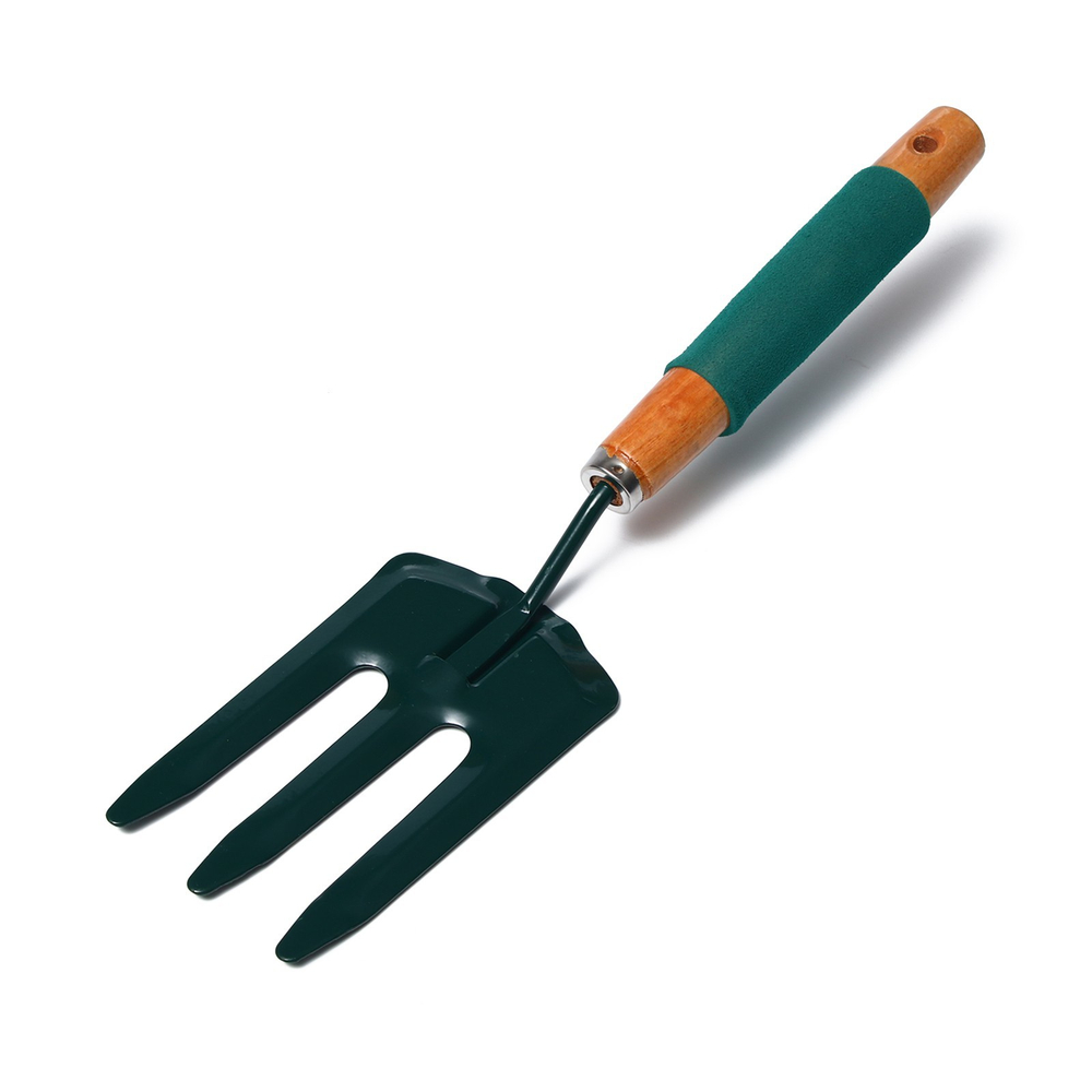 Вилка посадочная садовая 35,5х8,4см стальная с деревянной прорезиненной ручкой