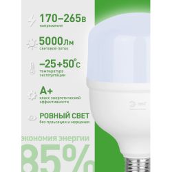 Лампа светодиодная ЭРА GREEN LINE LED POWER T100-50W-865-E27/E40 GL Е27/Е40 50 Вт колокол холодный свет | Лампы cветодиодные POWER