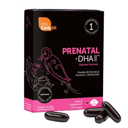 Prenatal + DHA 300 Optimal Formula 60 Softgels Zahler