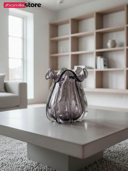 Ваза для цветов 27 см. стеклянная с горлышком "Волна"