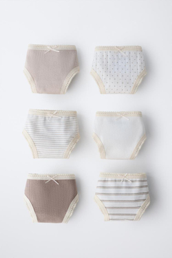 ZARA НАБОР ИЗ ШЕСТИ ТРУСОВ С ПРИНТОМ, РЫЖЕВАТО-КОРИЧНЕВЫЙ