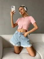 Шорты джинсовые летние широкие короткие клеш бахрома