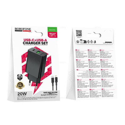 Зарядное устройство для Lightning PD20W+QC3.0 Borofone BAS74A (black)