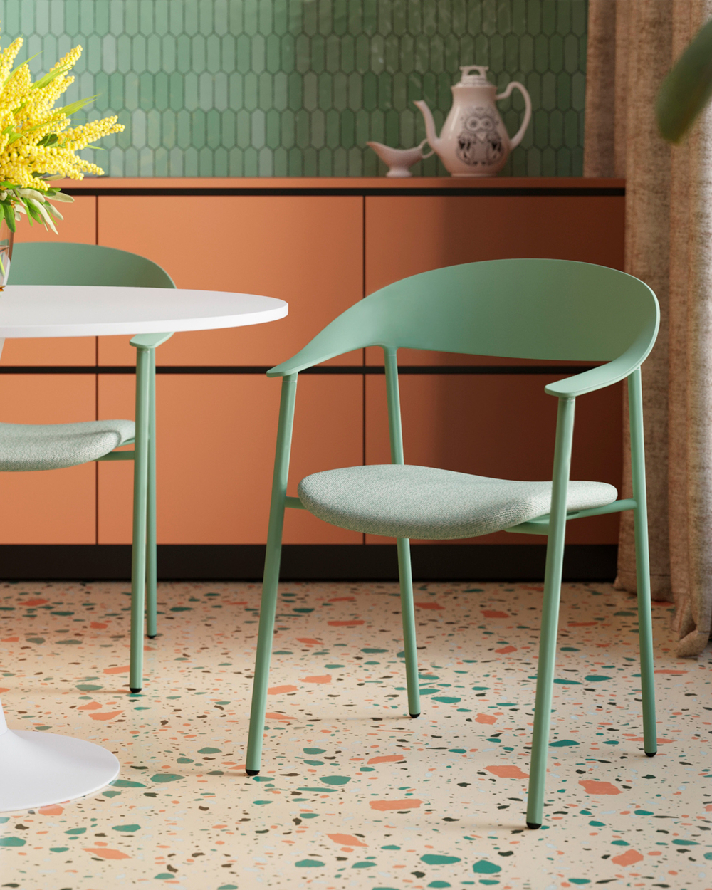 Стул Eila с подушкой пластик зеленый