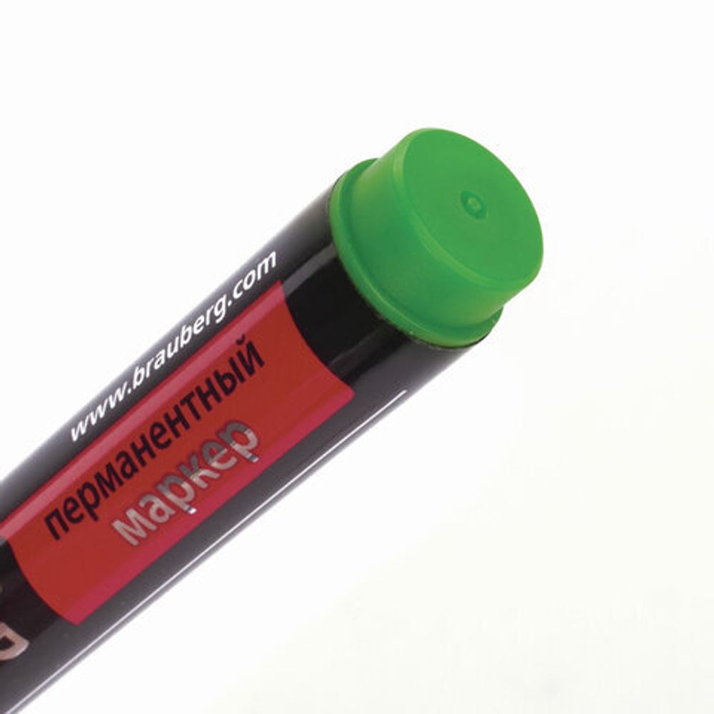 Маркер перманентный (нестираемый) BRAUBERG "Contract", ЗЕЛЕНЫЙ, круглый наконечник, 3 мм, без клипа, 150468