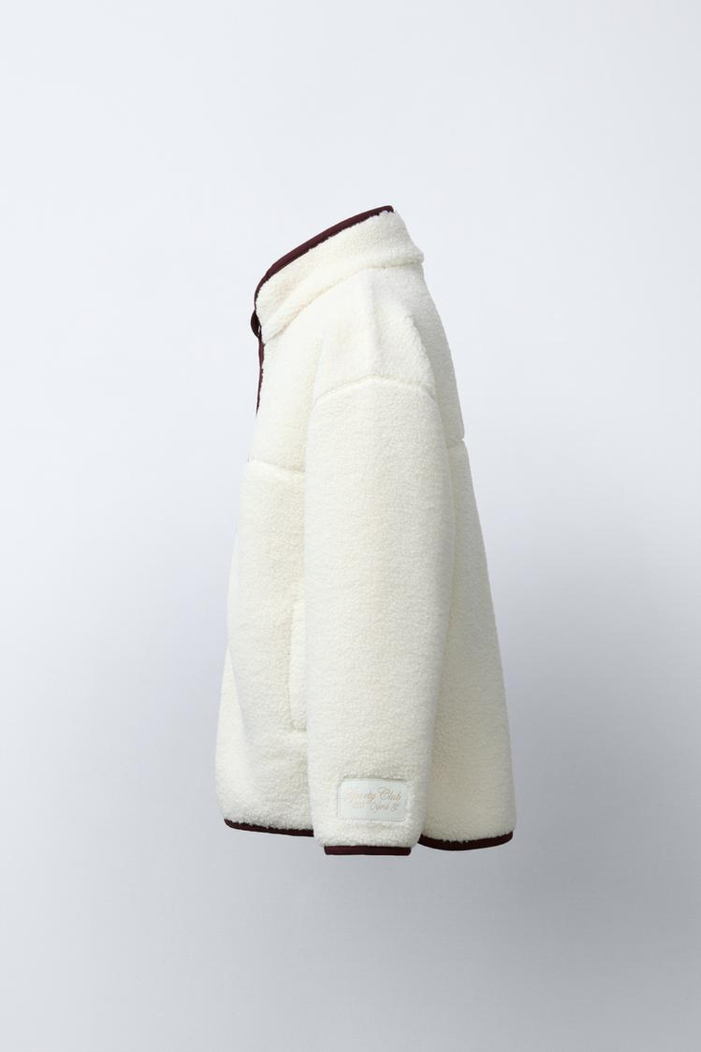 ZARA КУРТКА ИЗ ИСКУССТВЕННОЙ ОВЧИНЫ С ОТОРОЧКОЙ, ЭКРЮ