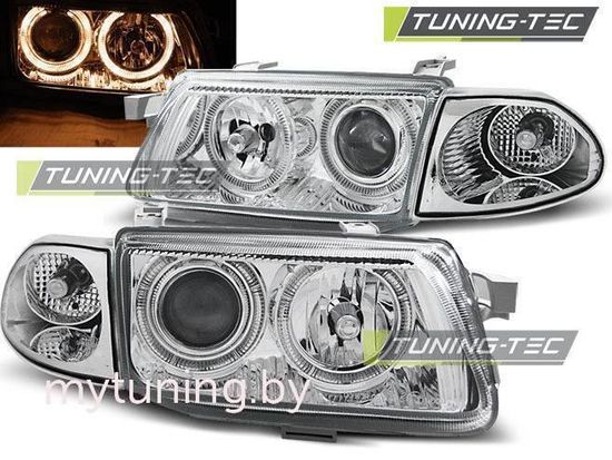 Передние фары Opel Astra F angel eyes chrome