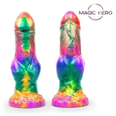 Разноцветный фантазийный фаллоимитатор на присоске - 24 см. (Цвет: разноцветный)