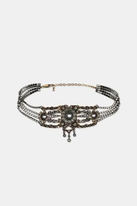 ZARA ЧОКЕР «ЦВЕТЫ И СТРАЗЫ», ЦВЕТ СОСТАРЕННОГО ЗОЛОТА