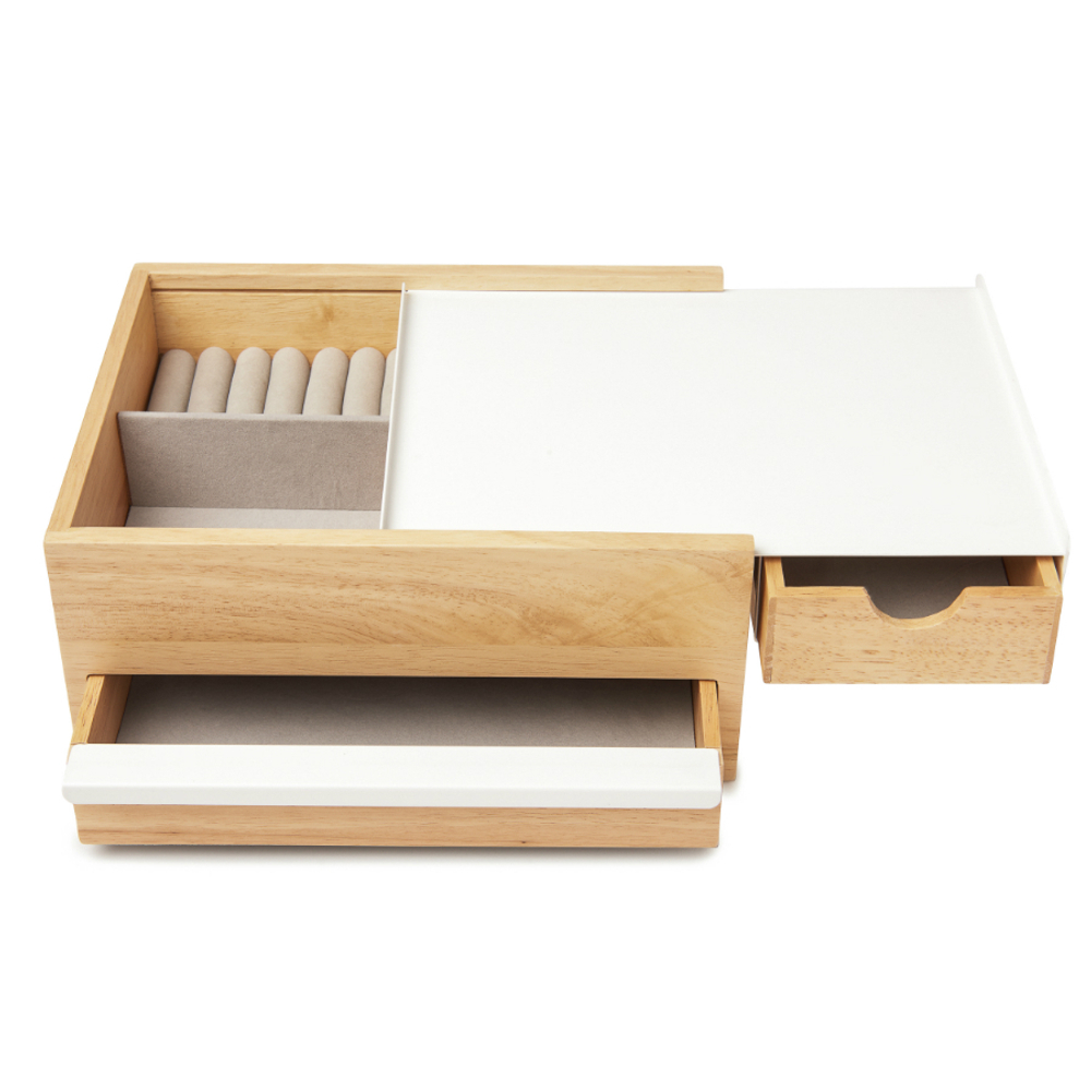 Шкатулка stowit, белая/натуральное дерево