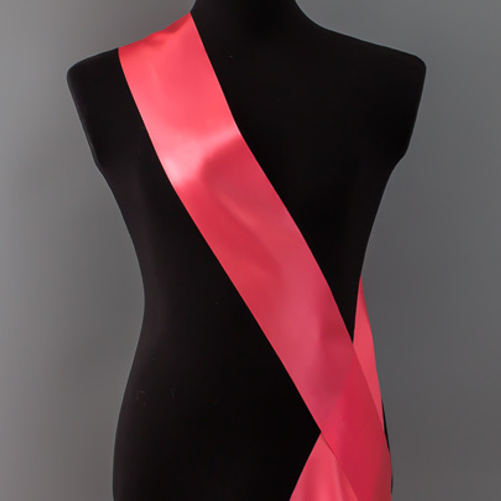 Лента наградная для конкурса красоты С НАНЕСЕНИЕМ. Цвет ленты КОРАЛЛ . Крепление булавка.