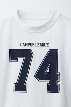 ZARA ФУТБОЛКА С НАДПИСЬЮ, БЕЛЫЙ