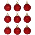 Новогодние шары 3 см (набор 9 шт) «Блестящее напыление», красный