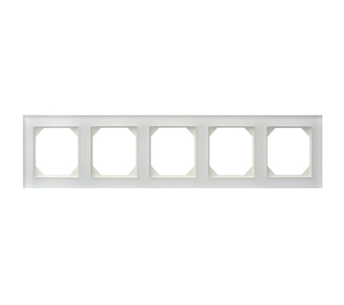 Рамка Пятиместная Стекло Белое Матовое (Универсальный Монтаж) LIREGUS EPSILON