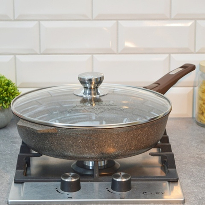 Сковорода 30см Premium mokko со съемной ручкой и стеклянной крышкой