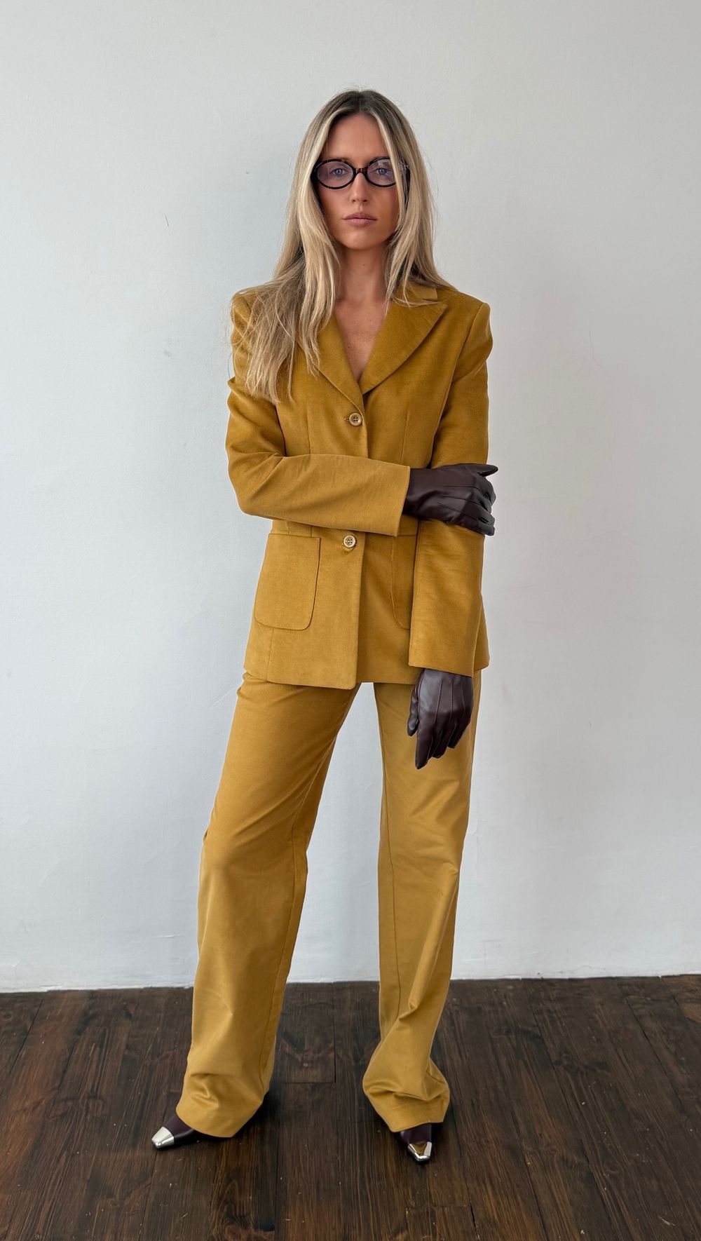 Брюки вельветовые охра