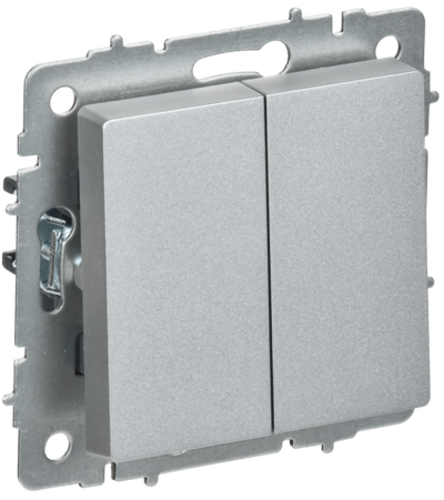BRITE Выключатель 2-клавишный перекрестный 10А ВС10-2-3-БрА алюминий IEK