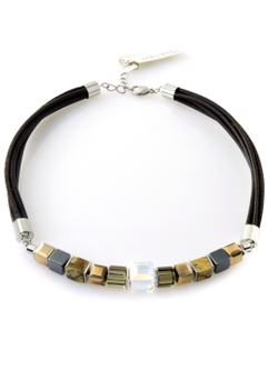 4660 Coeur de Lion колье из кожи наппа в 6 сложений с кристаллами Сваровски  - Parfum.cash