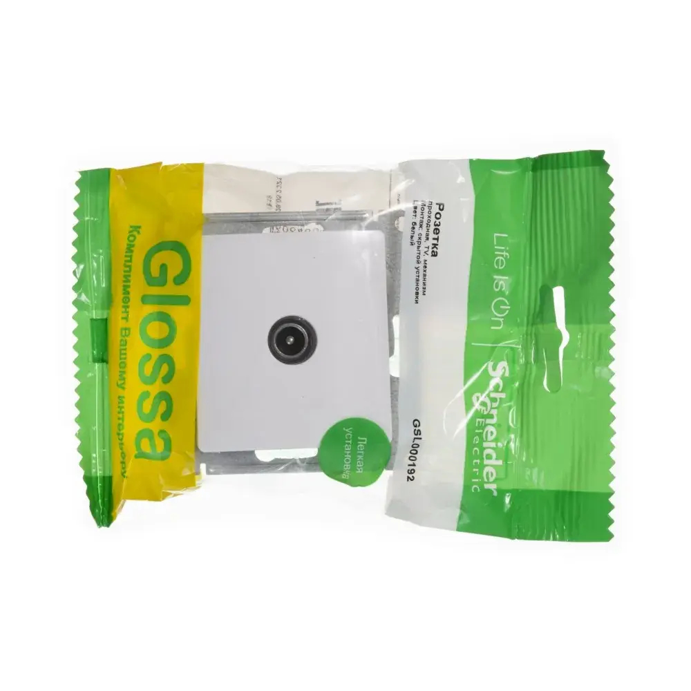 GLOSSA TV РОЗЕТКА проходная 4дБ, механизм, БЕЛЫЙ