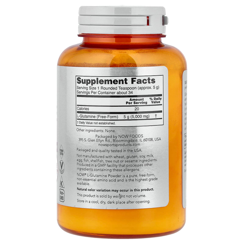 NOW Foods, Sports, L-глютамин в порошке, 170 г (6 унций)