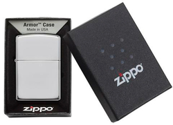 Зажигалка Zippo c покрытием High Polish Chrome, латунь/сталь, серебристая, глянцевая, 36х12x56