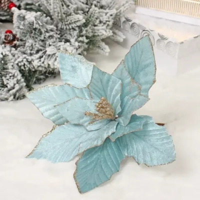 Украшение новогоднее «Пуансеттия - Фурия» 26 см, Голубой