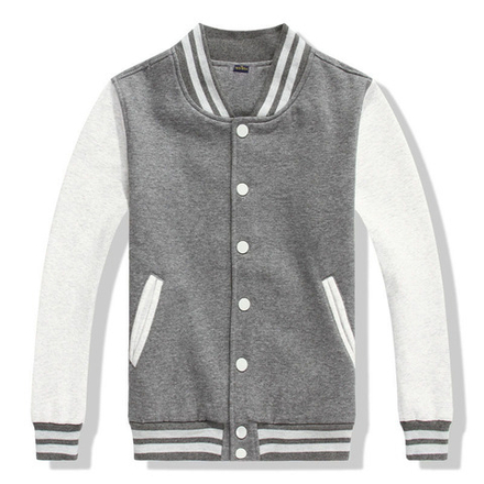 Куртка бомбер серый со светло-серыми рукавами