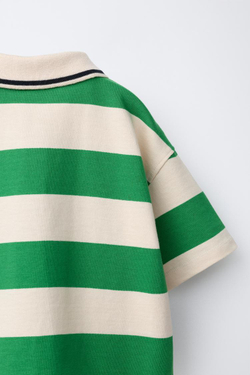 ZARA ПОЛО В ПОЛОСКУ, ЗЕЛЕНЫЙ