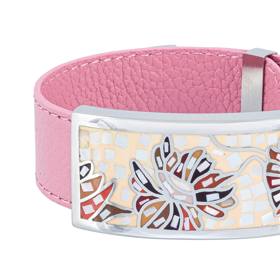 Браслет Fiore Luna на розовом кожаном ремешке CB13598-28