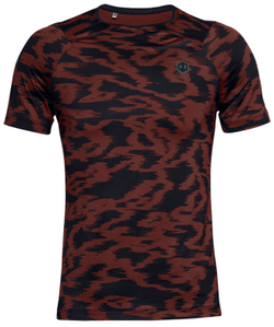 Мужская теннисная футболка Under Armour Men's UA RUSH HeatGear Fitted Short Sleeve Printed - cinna red