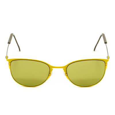 Желтые солнцезащитные очки из титана с оливковыми линзами. Модель 04