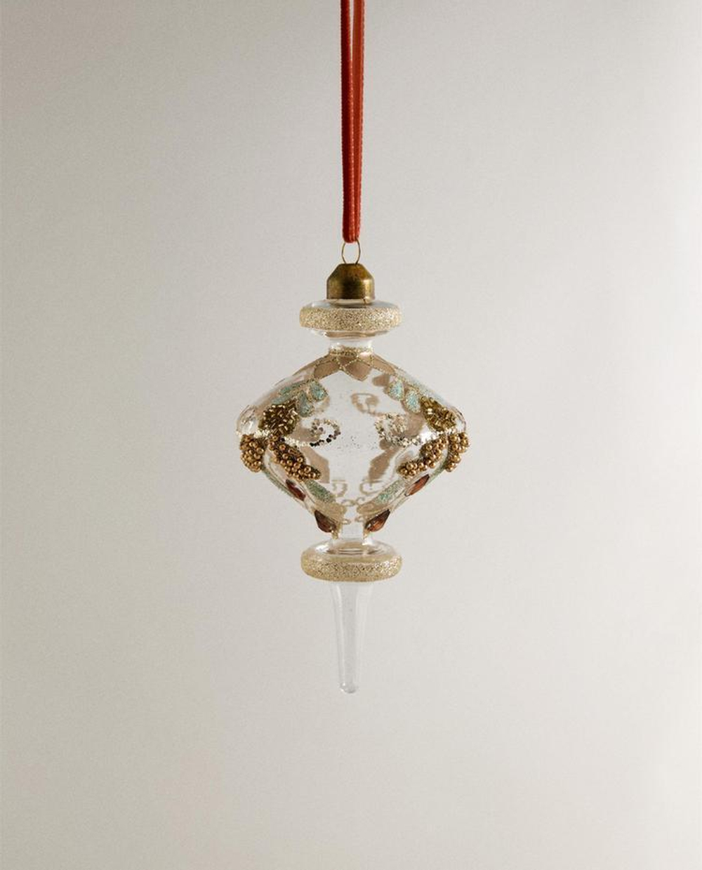 ZARA HOME НОВОГОДНЕЕ ЕЛОЧНОЕ УКРАШЕНИЕ С БУСИНАМИ, ЗОЛОТИСТЫЙ