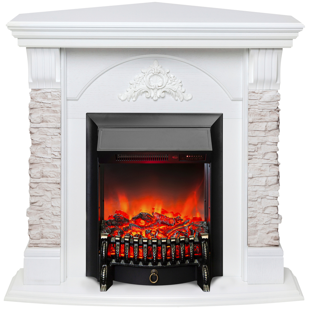 Каминокомплект Real Flame Athena Corner GR с очагом Fobos Lux Black RC (угловой)
