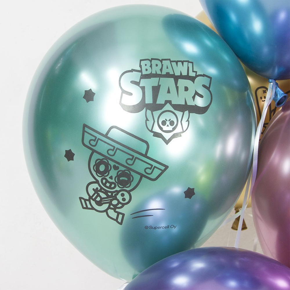 Воздушный Шар (12''/30 см) Brawl Stars, Команда бойцов, дизайн №1, Ассорти, хром, 2 ст