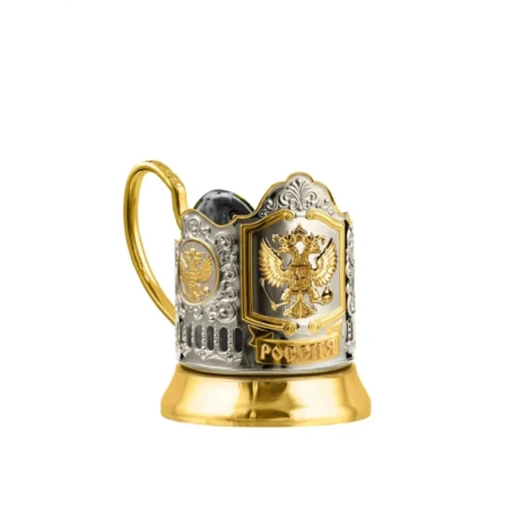 Набор д/чая "Герб РФ" никел. с ч/позолот. С18708/132