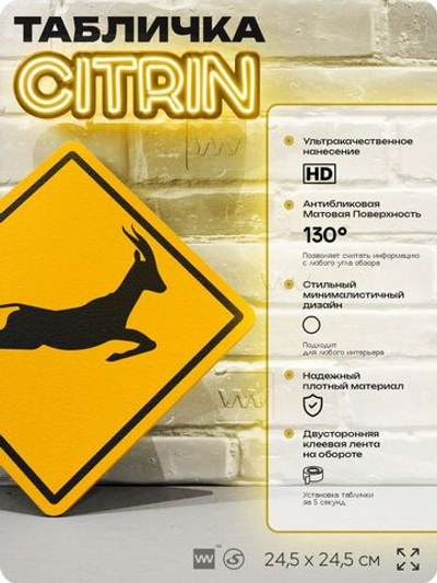 Табличка прикольная "Осторожно, газели" на дверь и стену, информационная и предупреждающая, декоративный знак, 24,5х24,5 см, пластиковая, Айдентика Технолоджи