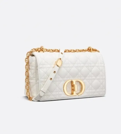 Сумка Dior Caro, модель большого формата кремовый