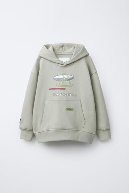 ZARA ХУДИ С ПРИНТОМ «СЕРФИНГ», СВЕТЛЫЙ ХАКИ