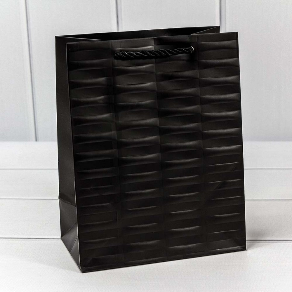 Пакет подарочный 18х23х10см Премиум "Престиж" (Черный)