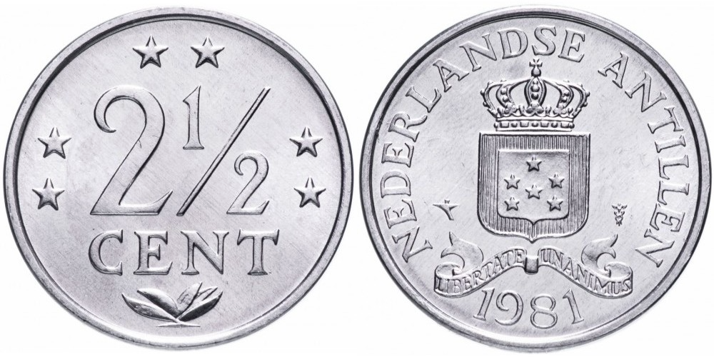 Нидерландские Антильские острова 2½ цента, 1979 - 1985 aUNC