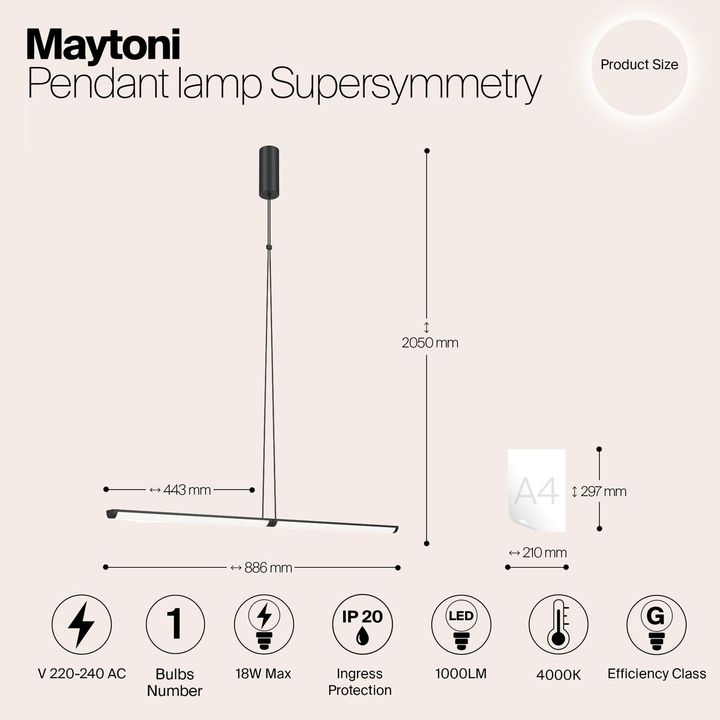 Подвесной светодиодный светильник Maytoni Supersymmetry P096PL-L11BK1