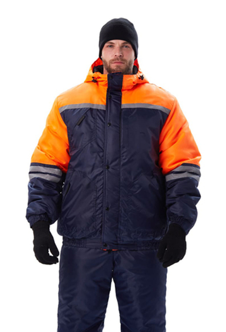 Костюм зимний "Стим" куртка/полукомб. цвет: т.синий/оранжевый